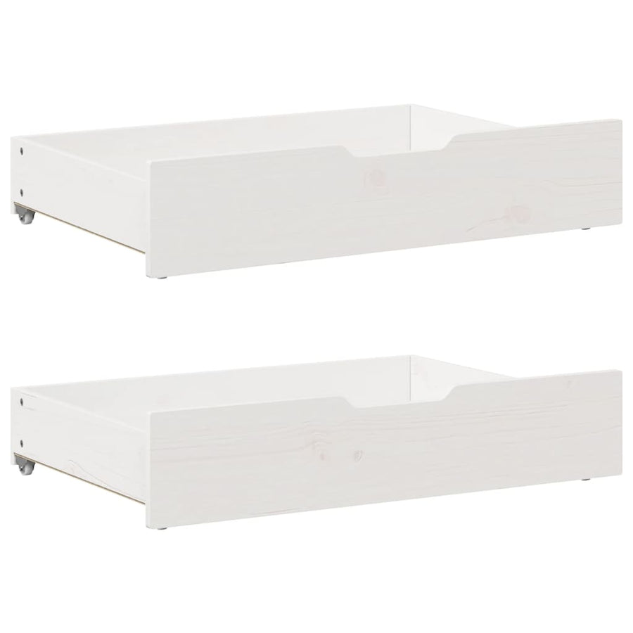 Slaapbank met onderschuifbed en lades 90x190 cm grenenhout wit