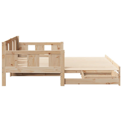 Slaapbank Met Onderschuifbed En Lades Zonder Matras 80 x 200 cm Naturel