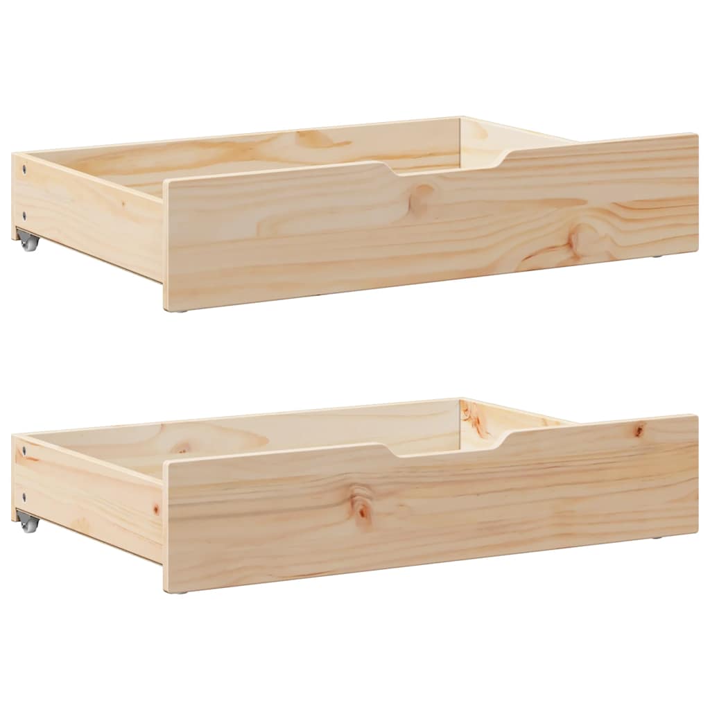 Slaapbank Met Onderschuifbed En Lades Zonder Matras 80 x 200 cm Naturel