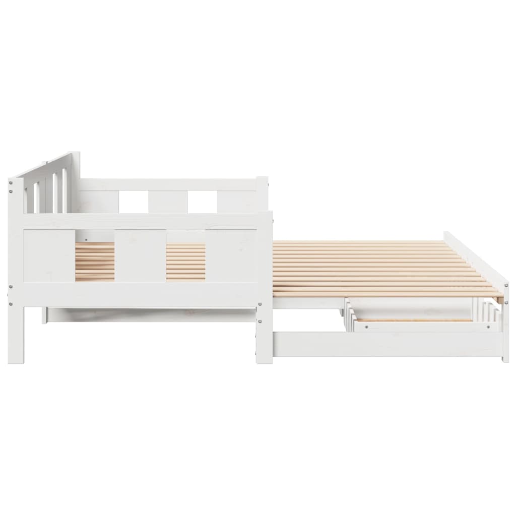 Slaapbank met onderschuifbed en lades 80x200 cm grenenhout wit