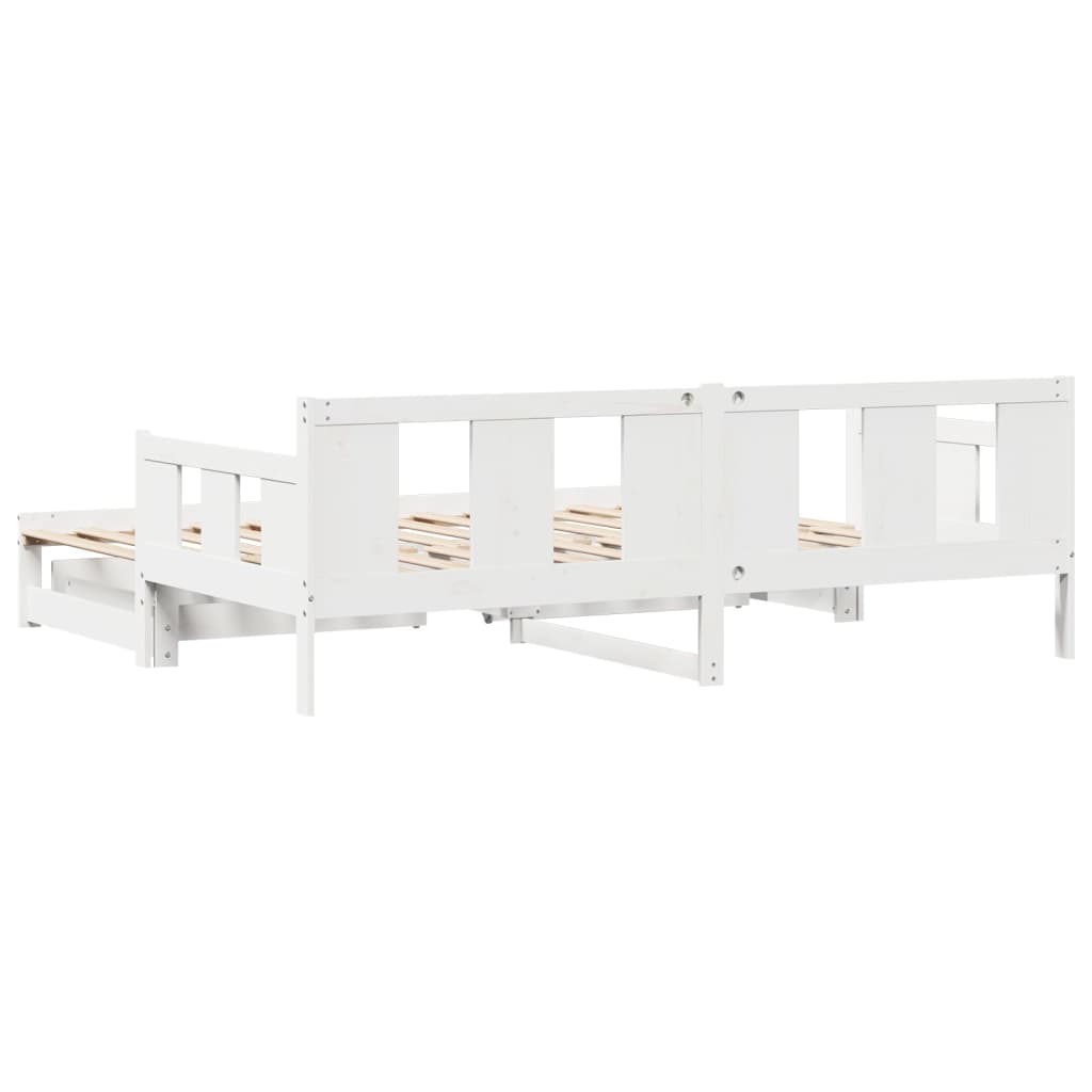 Slaapbank met onderschuifbed en lades 80x200 cm grenenhout wit