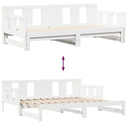 Slaapbank met onderschuifbed en lades 80x200 cm grenenhout wit