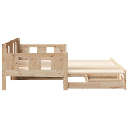 Slaapbank Met Onderschuifbed En Lades Zonder Matras 90 x 190 cm Naturel