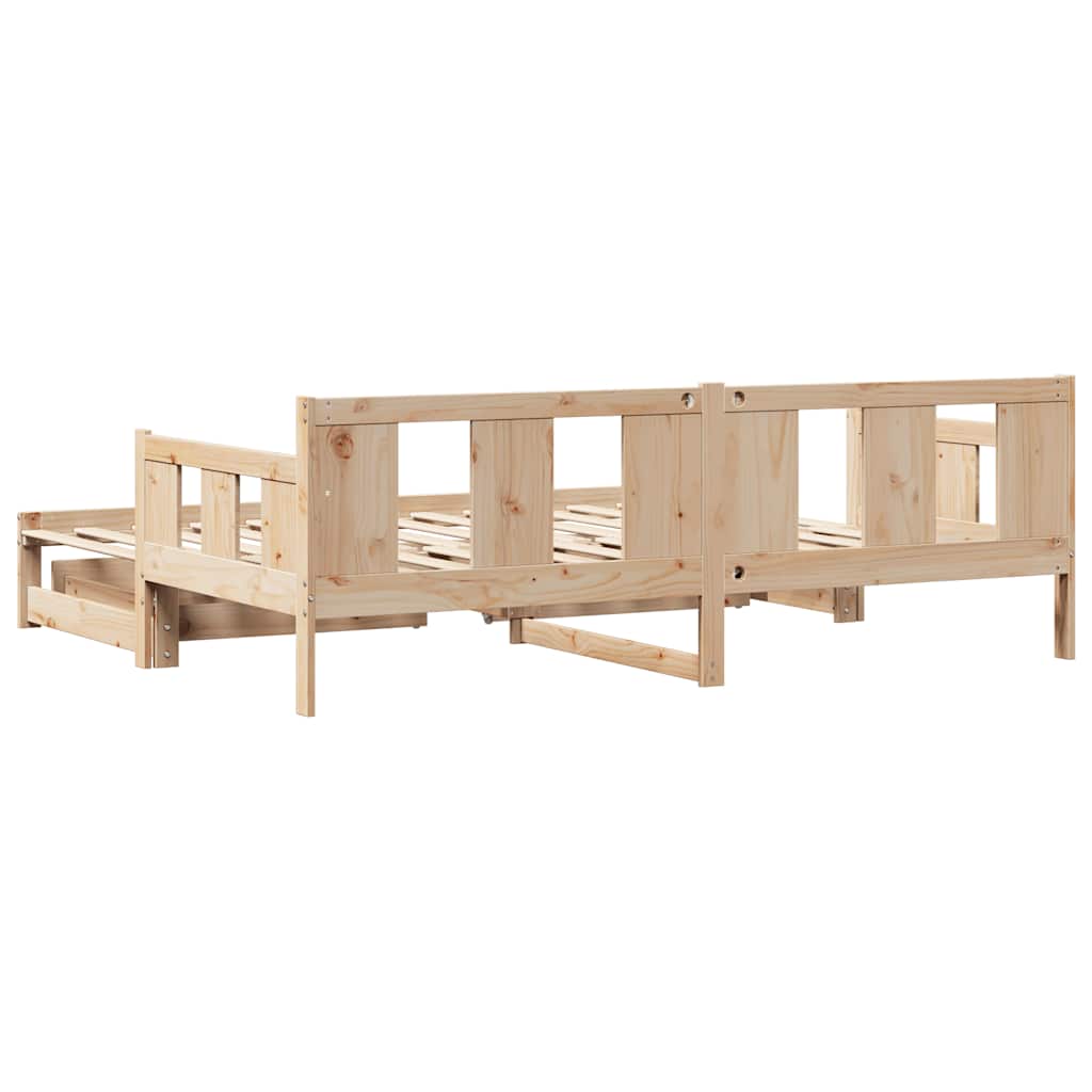 Slaapbank Met Onderschuifbed En Lades Zonder Matras 90 x 190 cm Naturel