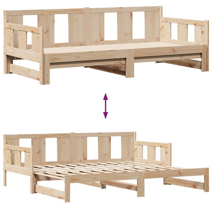 Slaapbank Met Onderschuifbed En Lades Zonder Matras 90 x 190 cm Naturel