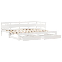 Slaapbank met onderschuifbed en lades 90x200 cm grenenhout wit