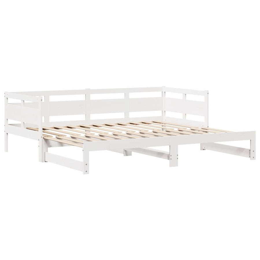 Slaapbank met onderschuifbed en lades 90x200 cm grenenhout wit
