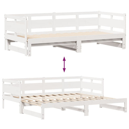 Slaapbank met onderschuifbed en lades 90x200 cm grenenhout wit