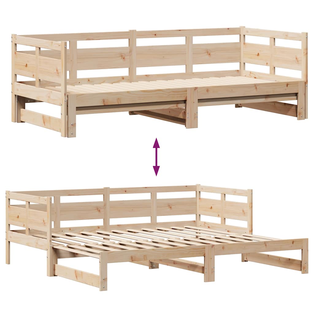 Slaapbank Met Onderschuifbed En Lades Zonder Matras 80 x 200 cm Naturel