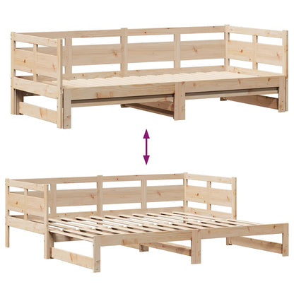 Slaapbank Met Onderschuifbed En Lades Zonder Matras 80 x 200 cm Naturel