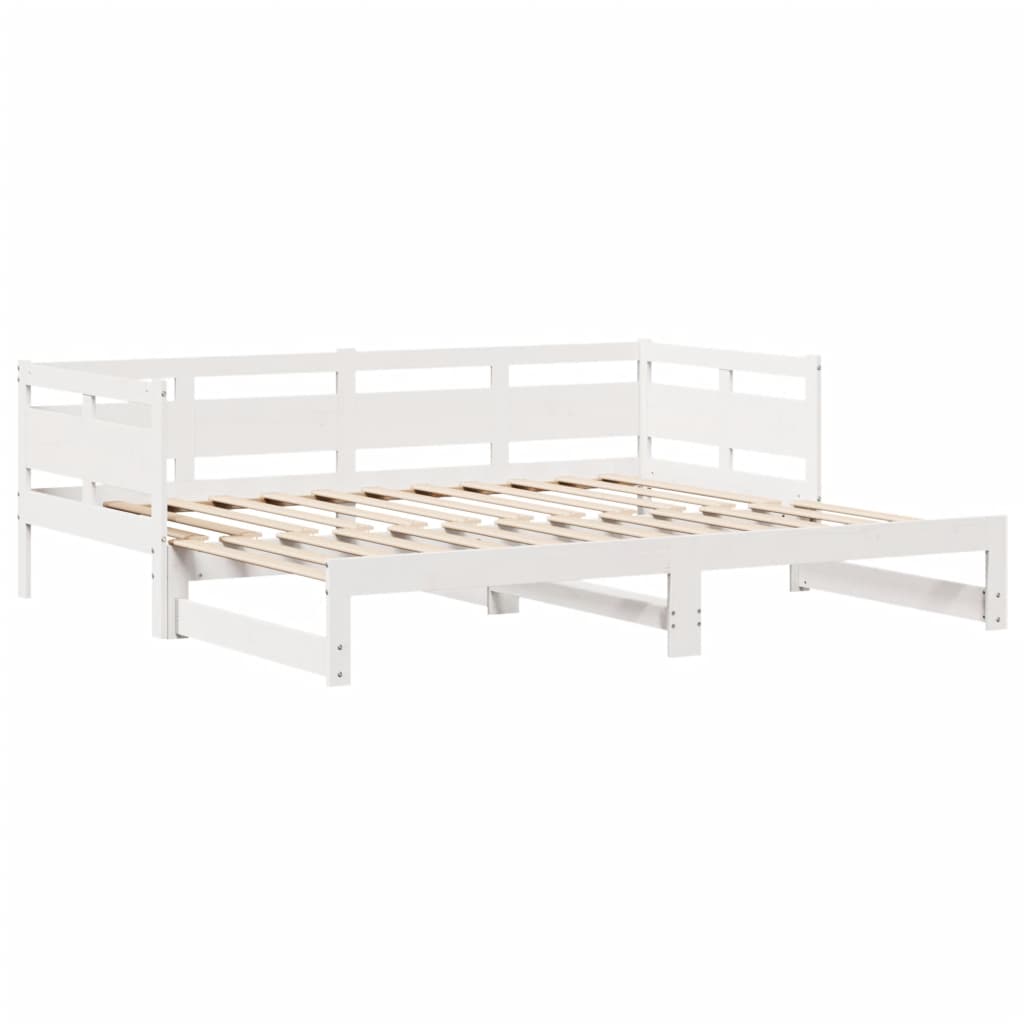 Slaapbank met onderschuifbed en lades 80x200 cm grenenhout wit