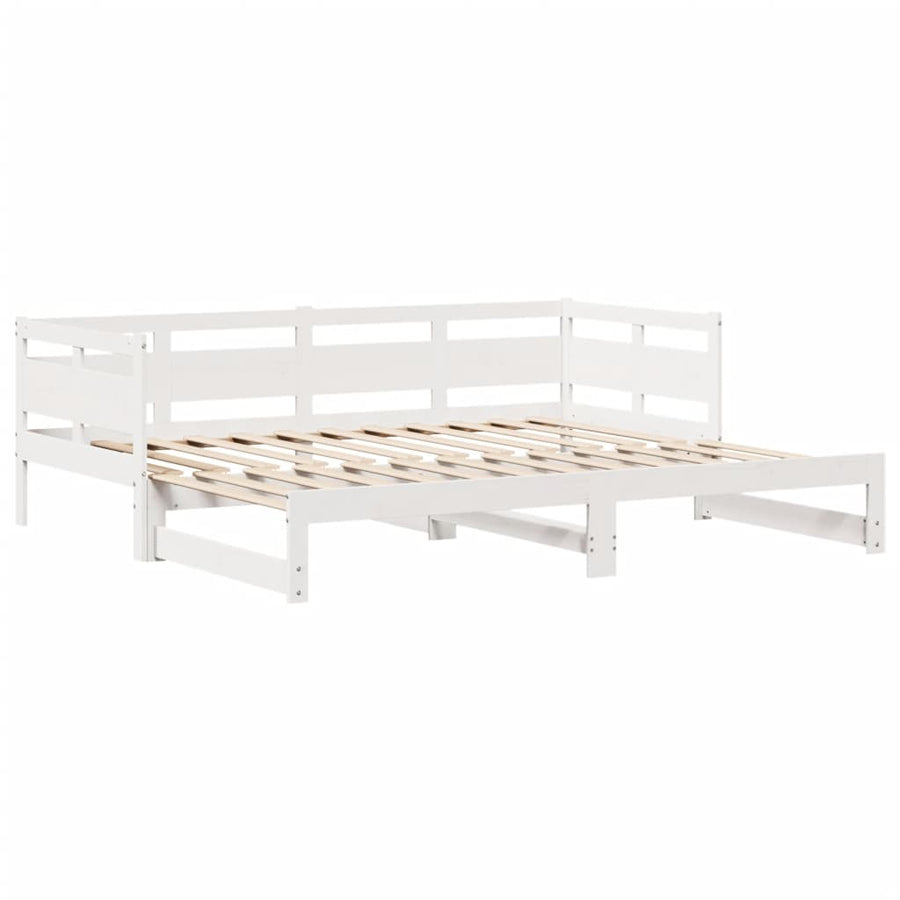 Slaapbank met onderschuifbed en lades 80x200 cm grenenhout wit