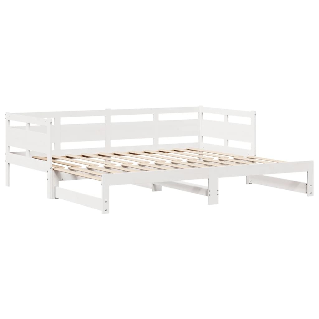 Slaapbank met onderschuifbed en lades 90x190 cm grenenhout wit