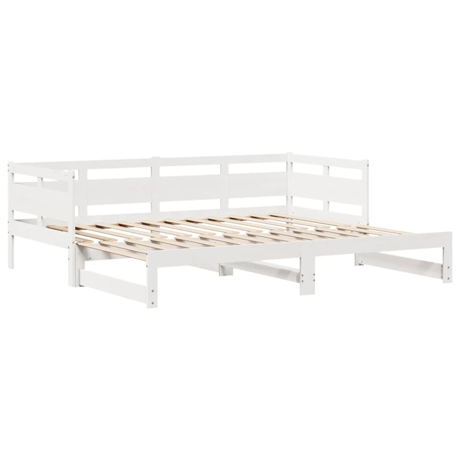 Slaapbank met onderschuifbed en lades 90x190 cm grenenhout wit