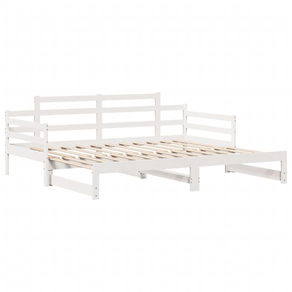 Slaapbank met onderschuifbed en lades 90x200 cm grenenhout wit