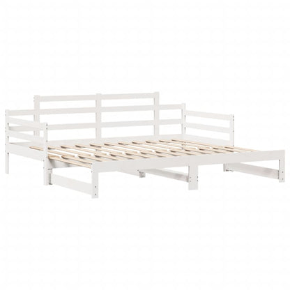 Slaapbank met onderschuifbed en lades 90x200 cm grenenhout wit