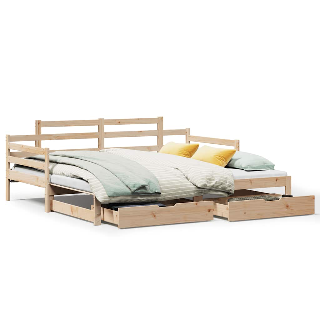 Slaapbank Met Onderschuifbed En Lades Zonder Matras 80 x 200 cm