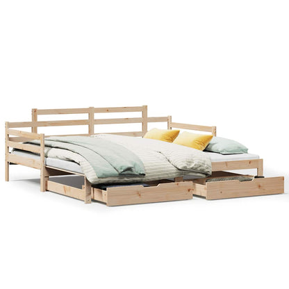 Slaapbank Met Onderschuifbed En Lades Zonder Matras 80 x 200 cm