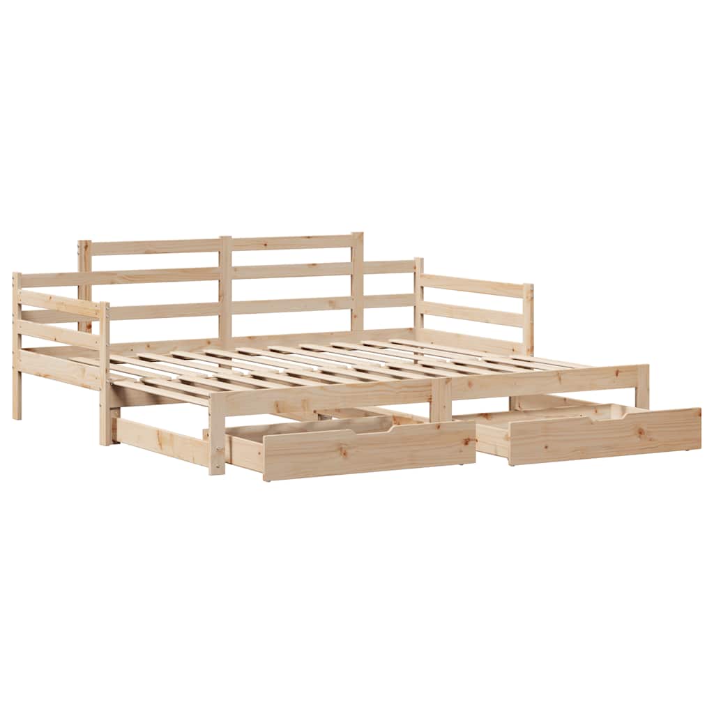 Slaapbank Met Onderschuifbed En Lades Zonder Matras 80 x 200 cm