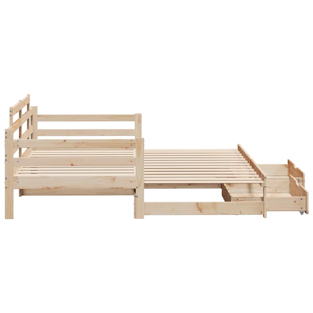 Slaapbank Met Onderschuifbed En Lades Zonder Matras 80 x 200 cm