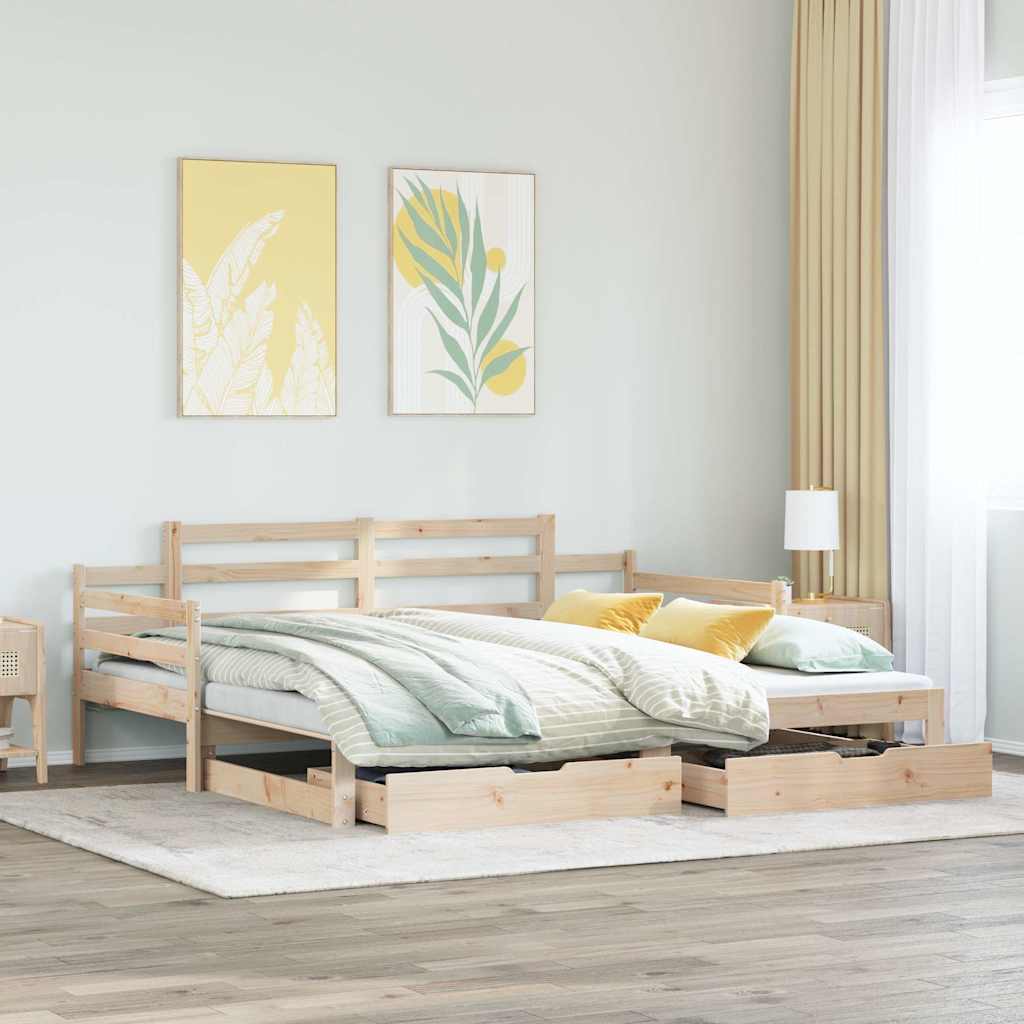 Slaapbank Met Onderschuifbed En Lades Zonder Matras 80 x 200 cm