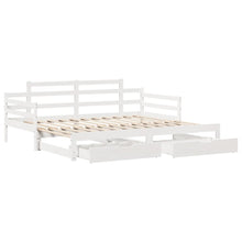 Slaapbank met onderschuifbed en lades 80x200 cm grenenhout wit