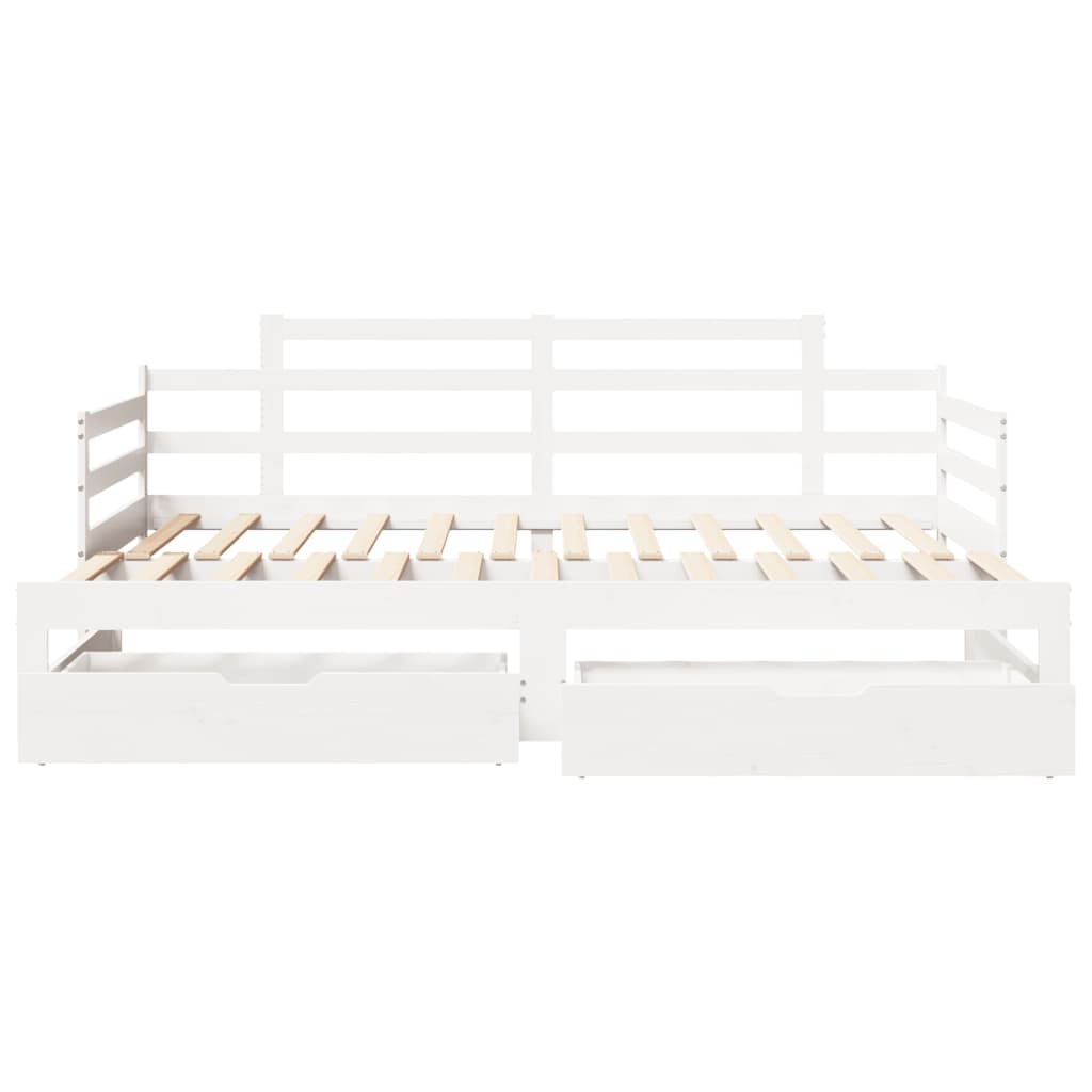 Slaapbank met onderschuifbed en lades 80x200 cm grenenhout wit