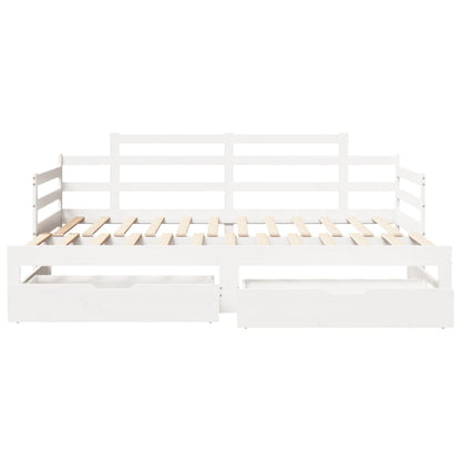 Slaapbank met onderschuifbed en lades 80x200 cm grenenhout wit