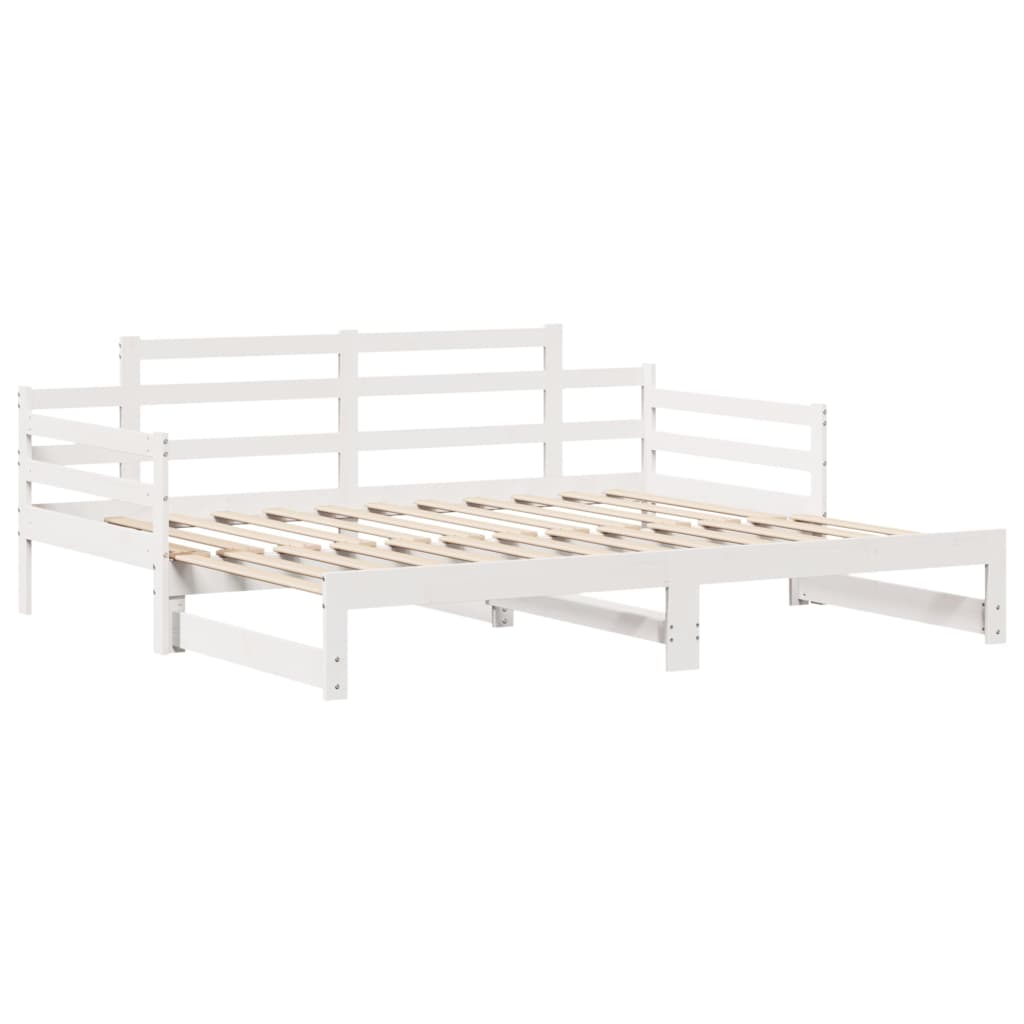 Slaapbank met onderschuifbed en lades 80x200 cm grenenhout wit