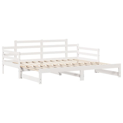 Slaapbank met onderschuifbed en lades 80x200 cm grenenhout wit