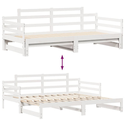 Slaapbank met onderschuifbed en lades 80x200 cm grenenhout wit