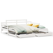 Slaapbank met onderschuifbed 80x200 cm wit grenenhout