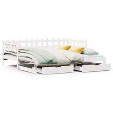 Slaapbank met onderschuifbed/lades zonder matras 80x200 cm wit