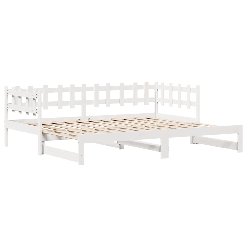 Slaapbank met onderschuifbed/lades zonder matras 80x200 cm wit
