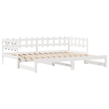 Slaapbank met onderschuifbed/lades zonder matras 80x200 cm wit