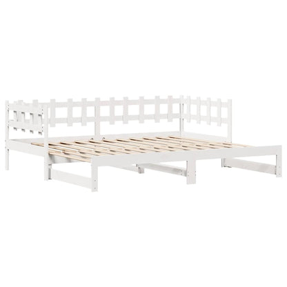 Slaapbank met onderschuifbed/lades zonder matras 90x200 cm wit