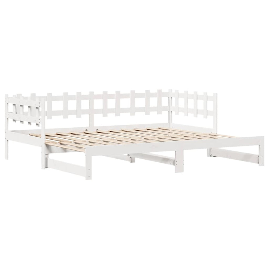 Slaapbank met onderschuifbed/lades zonder matras 90x200 cm wit