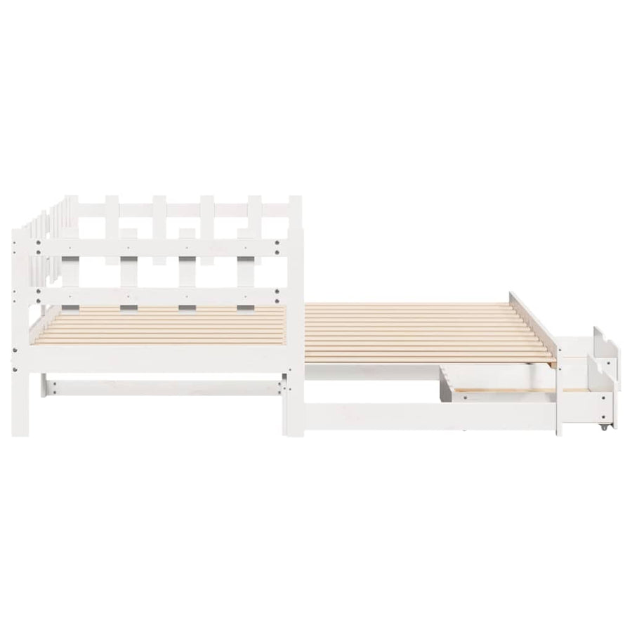 Slaapbank met onderschuifbed/lades zonder matras 90x200 cm wit
