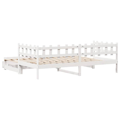 Slaapbank met onderschuifbed/lades zonder matras 90x200 cm wit