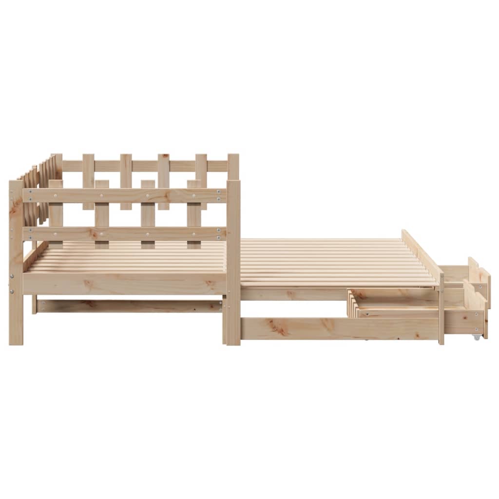 Slaapbank met onderschuifbed en lades 80x200 cm grenenhout