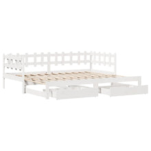 Slaapbank met onderschuifbed en lades 80x200 cm grenenhout wit