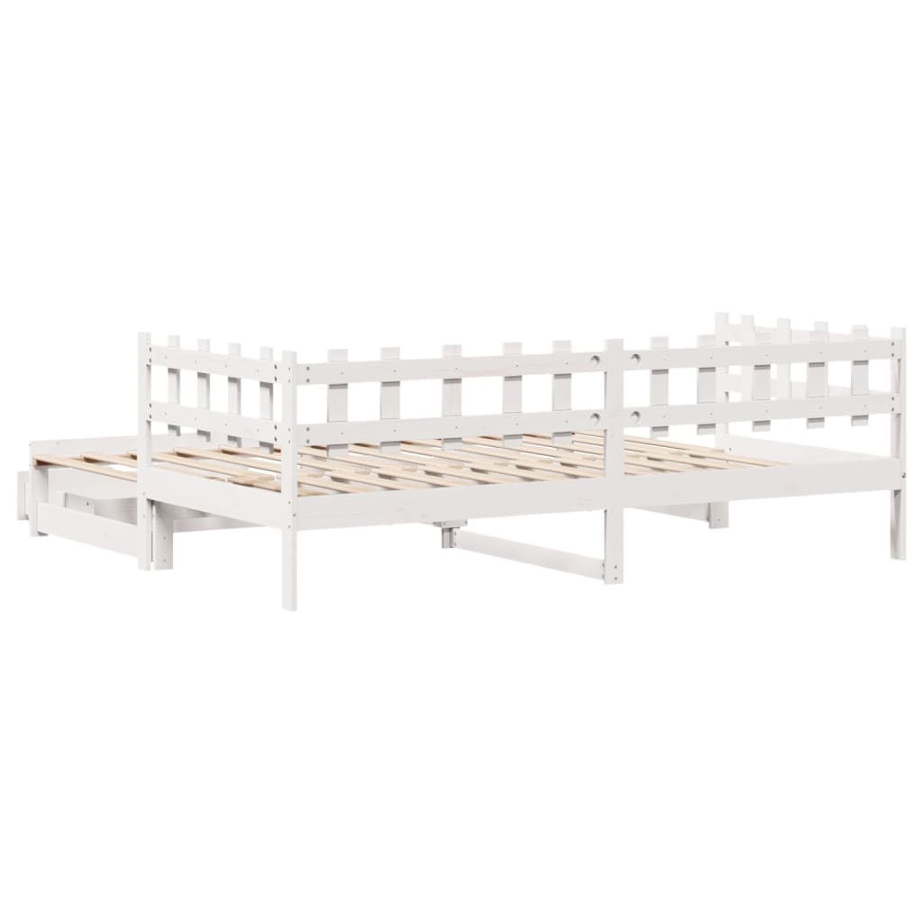 Slaapbank met onderschuifbed en lades 80x200 cm grenenhout wit
