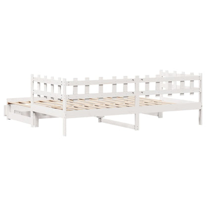 Slaapbank met onderschuifbed en lades 80x200 cm grenenhout wit