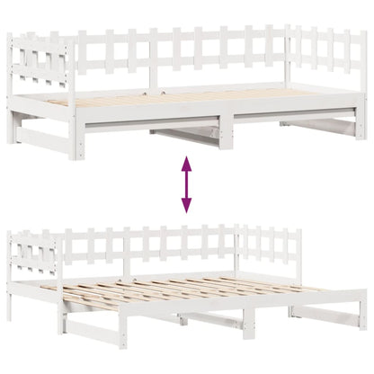 Slaapbank met onderschuifbed en lades 80x200 cm grenenhout wit
