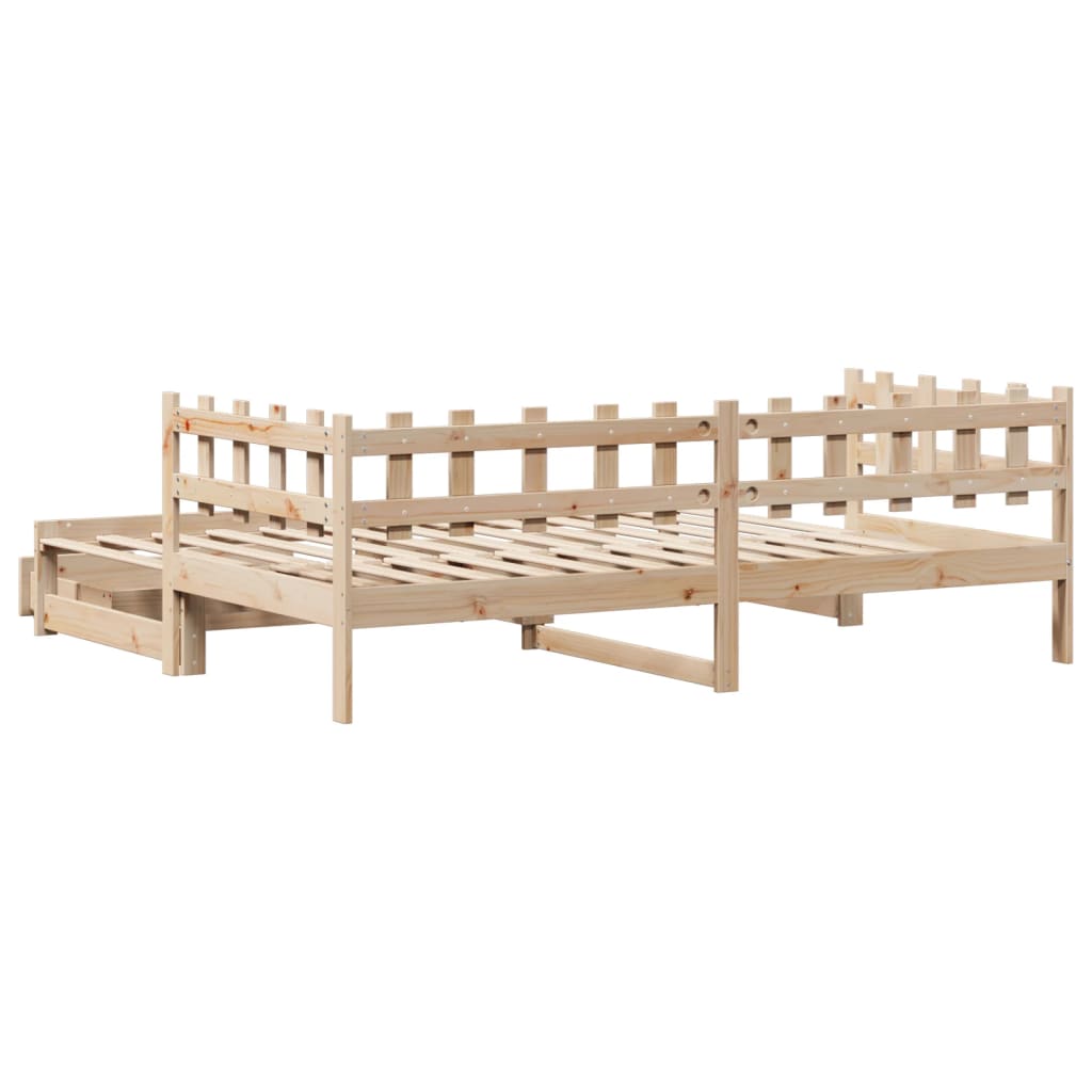Slaapbank met onderschuifbed en lades 90x200 cm grenenhout