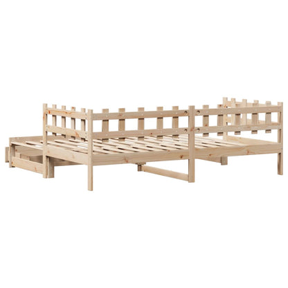 Slaapbank met onderschuifbed en lades 90x200 cm grenenhout