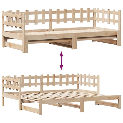 Slaapbank met onderschuifbed en lades 90x200 cm grenenhout