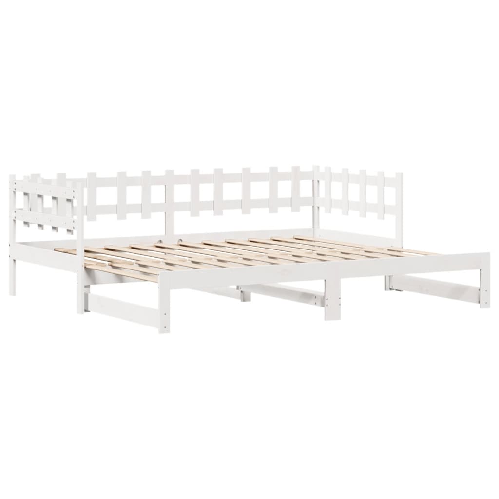 Slaapbank met onderschuifbed en lades 90x200 cm grenenhout wit