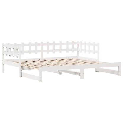 Slaapbank met onderschuifbed en lades 90x200 cm grenenhout wit