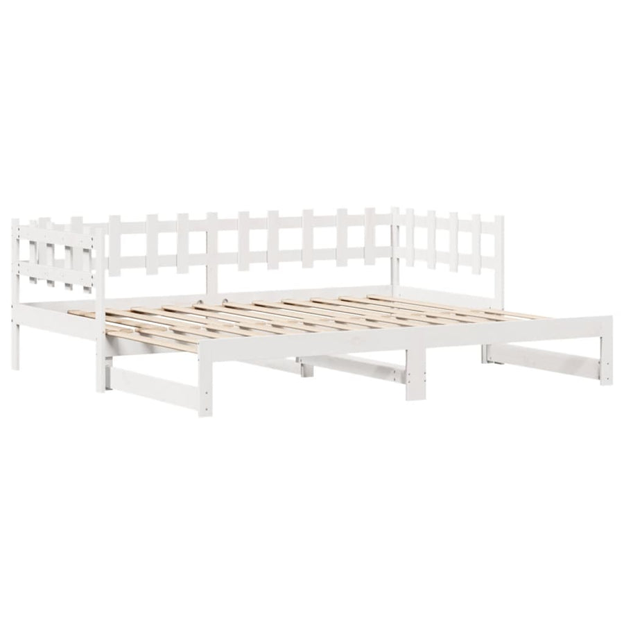 Slaapbank met onderschuifbed en lades 90x200 cm grenenhout wit